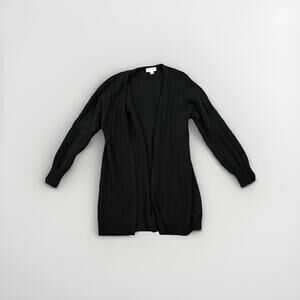 Knox Rose Black Open Front Knit Cardigan Women’s Small Long Sweater